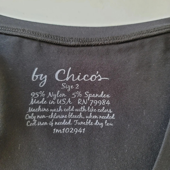 Chicos Tank Top Solid Black Sleeveless Nylon/Spand Shirt Chicos Sz 2 2 Womens L - Picture 3 of 7